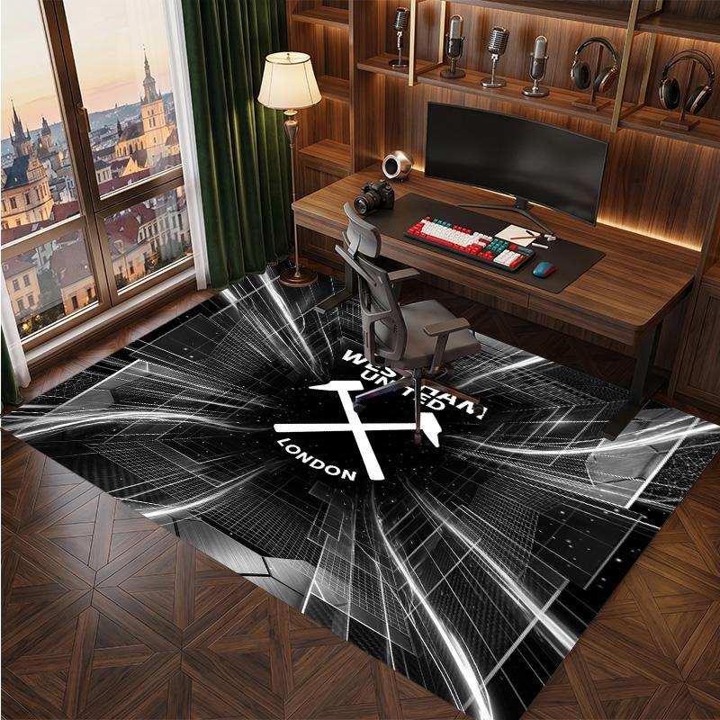 West Ham United Football Print Crystal Velvet Rug, Comfortable Water Absorbent Non Slip Indoor Floor Carpet