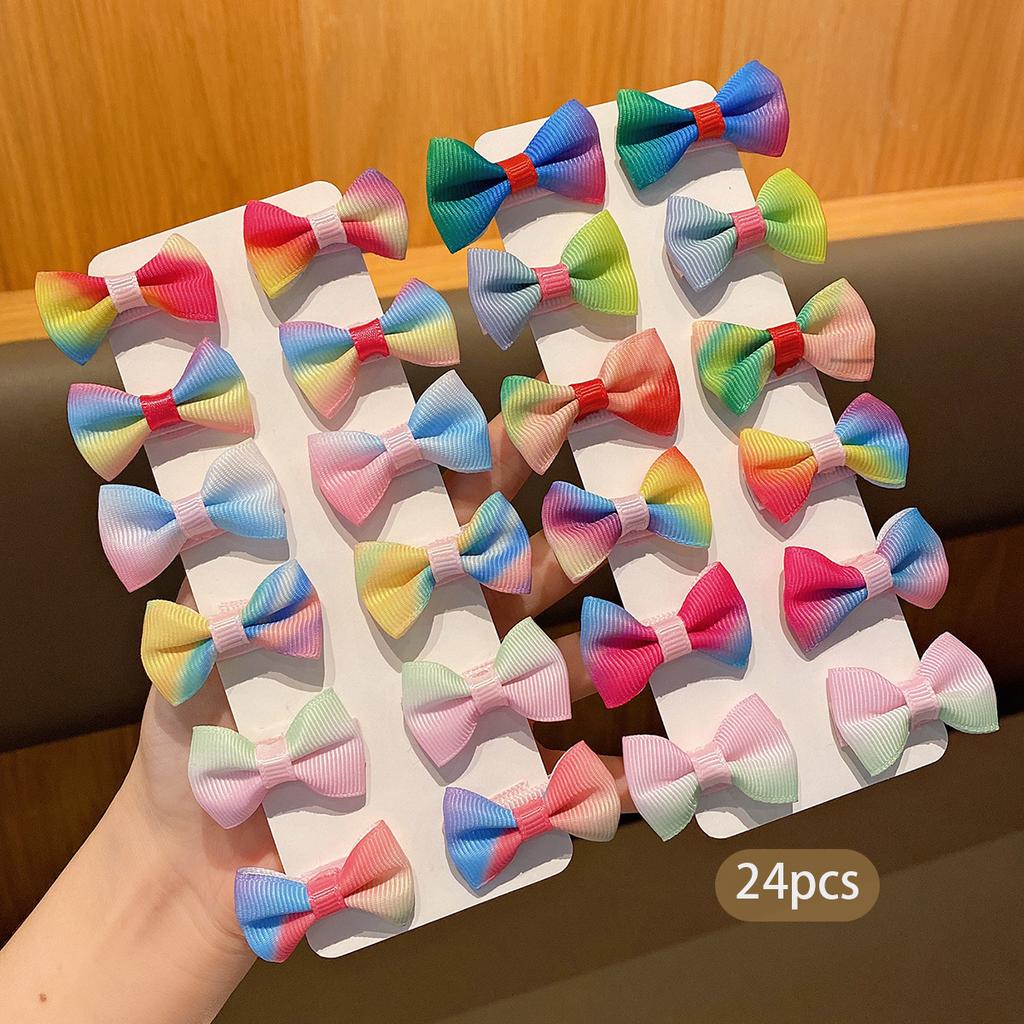 24 color random fabric hair clips with cute bows suitable for daily use as hair accessories