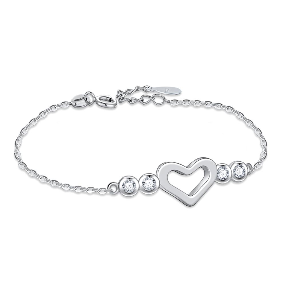 

Charm Zircon Inlay Ball Thin Chain Link Bracelets For Women 925 Sterling Silver Love Heart Chain Bracelet Simple Jewelry Party 19cm