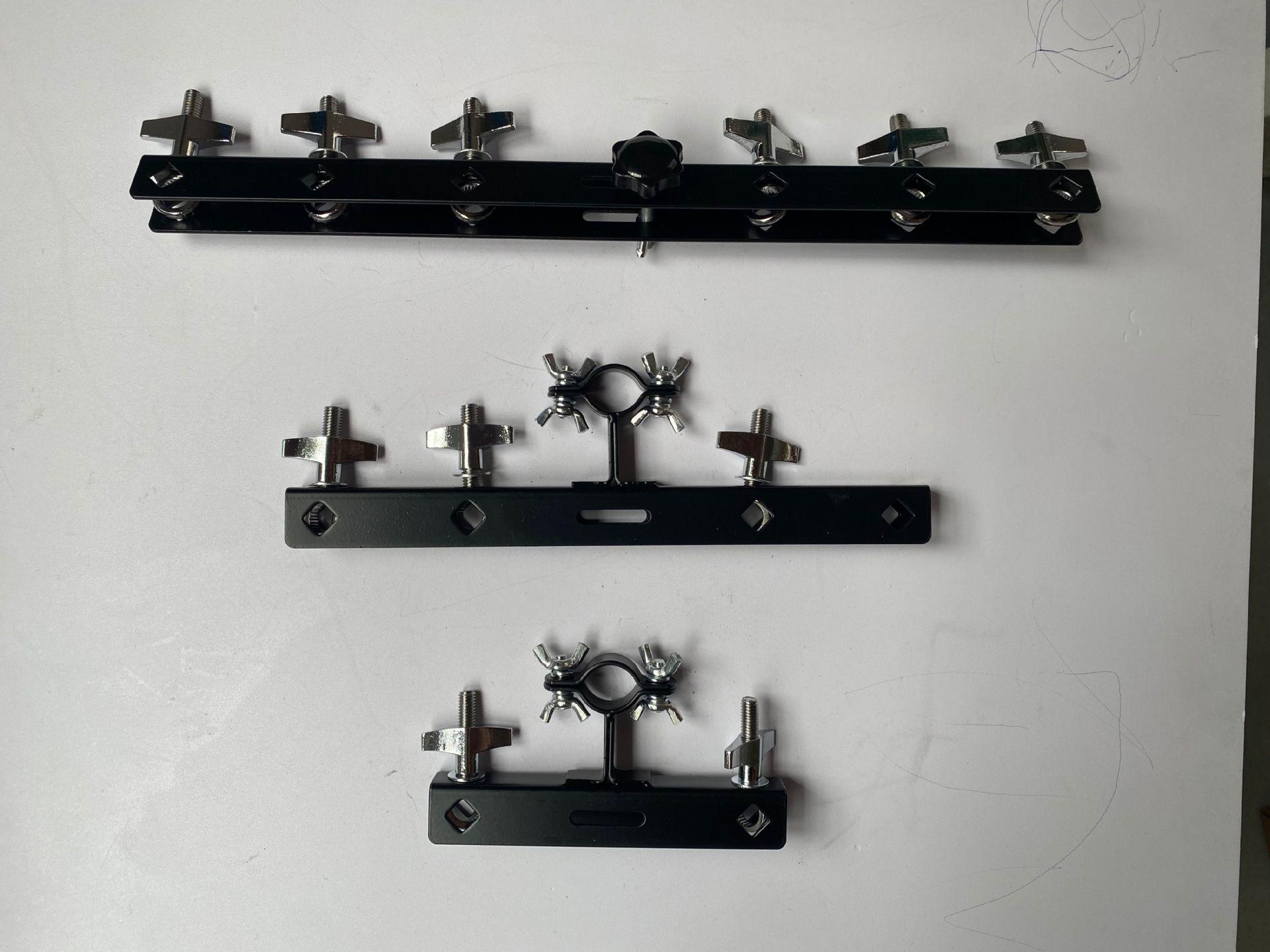 

Reinforced Multi-Cowbell Stand with Six Drum Heads and Universal Expansion Rack 2-way drum clamp + locking clip срібний