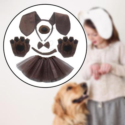 Hundeohren-Stirnband und langer Schwanz, Tierfliege, Nase, Geschenke, Kostüm-Zubehör-Set