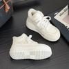 Leather high-top little white shoes women's new versatile winter velvet thickened snow boots thick-soled warm large cotton shoes