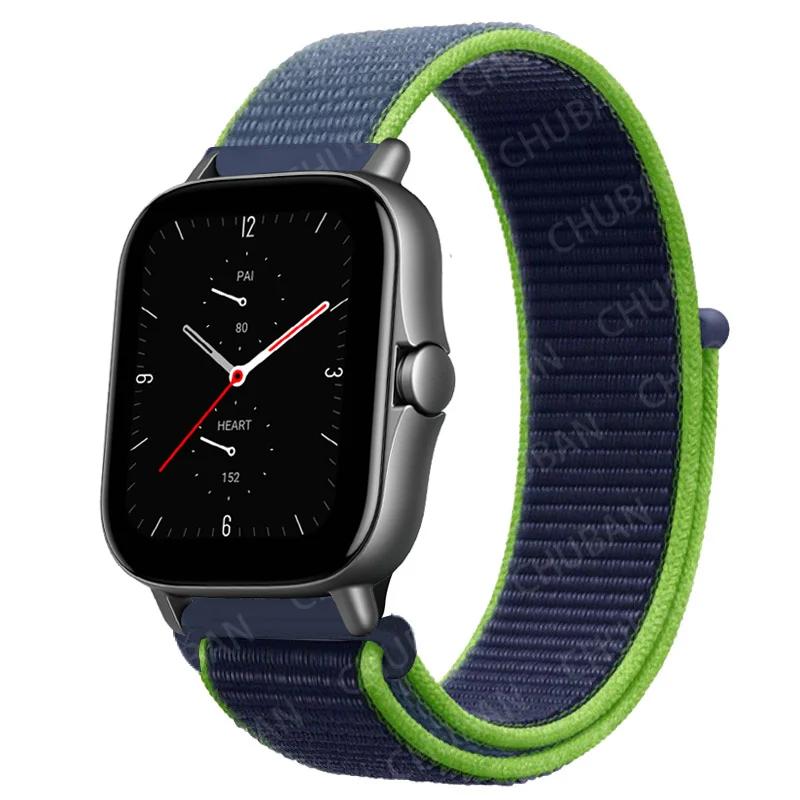 20mm/22mm Nylon Loop watch band For Amazfit GTS/4/2e/3/GTS2 Mini/GTR 4/3 pro/47mm/GTR2/2e/stratos Bracelet Amazfit bip-u strap
