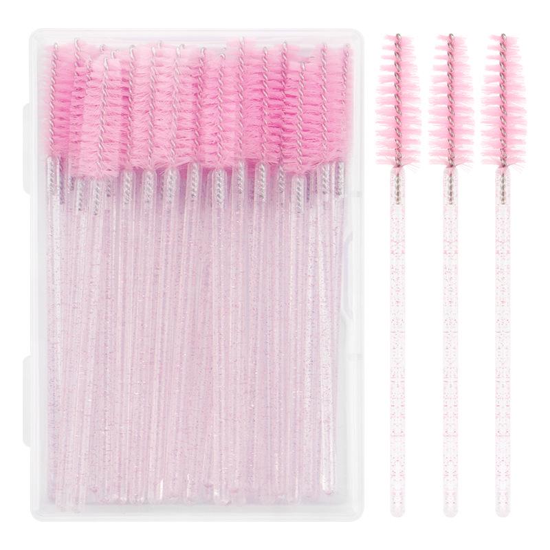 50-Pack Disposable Crystal Handle Eyelash Brushes