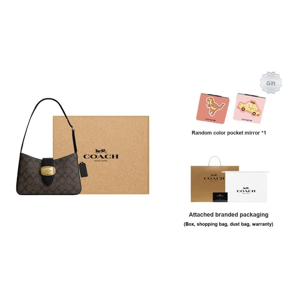 Coach Eliza Shoulder Bag 25 Classic Monogram Non-Detachable Shoulder Strap Clasp Handheld Shoulder Bag Synthetic Leather Medium CP005-IMAA8