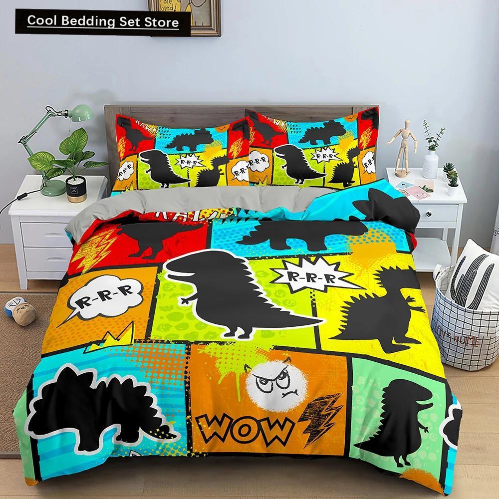 Comic Muster Bettbezug Queen King Cartoon Bettwäsche Set für Kinder Jungen Mädchen Hippie Hip Hop Rock Stil Polyester Bettdeckenbezug