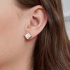 Square Gold Opal Stud Earrings Copper Gold-plated High-quality Kyocera Opal Opal Explosive Earrings