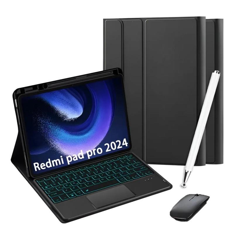 Redmi Pad 2 Pro Keyboard Case With Backlit Touchpad Multi-Color Folio Cover Tablet Includes Stylus Pen