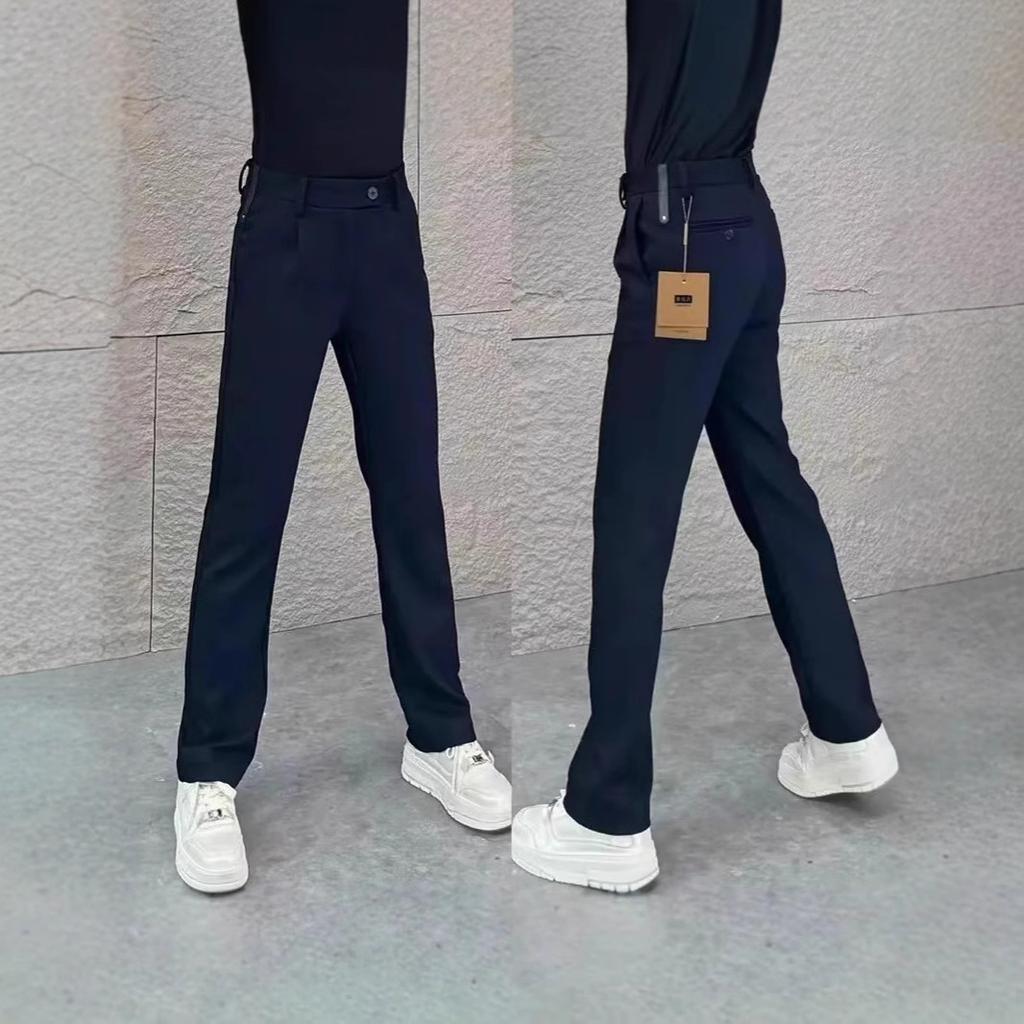 European Light Luxury Business Temperament Casual Pants Simple Trend Solid Color Straight Elastic Suit Pants Men's Autumn New