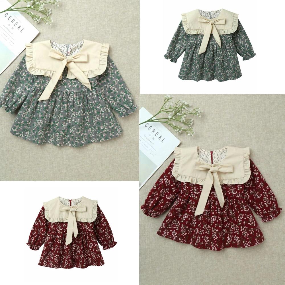 Herbst Langärmlig Runder Kragen Baby Mädchen Kleid Spitze Stickerei C #P5 Herbst Langärmlig Runder Kragen Baby Mädchen Kleid Spitze Stickerei C #P5