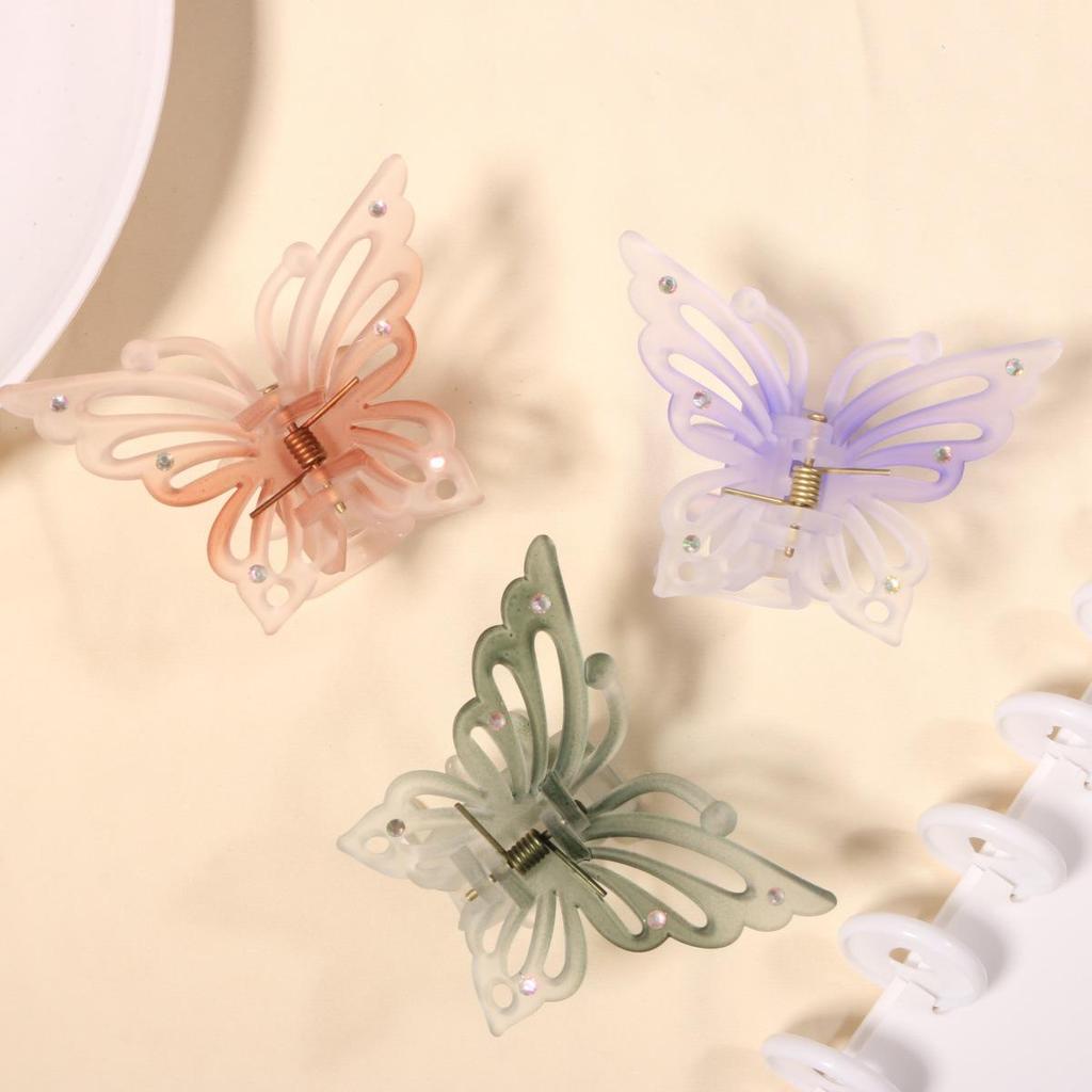 Iridescent Double Layer Butterfly Hair Clip - Women's High-End Shark Hair Accessory