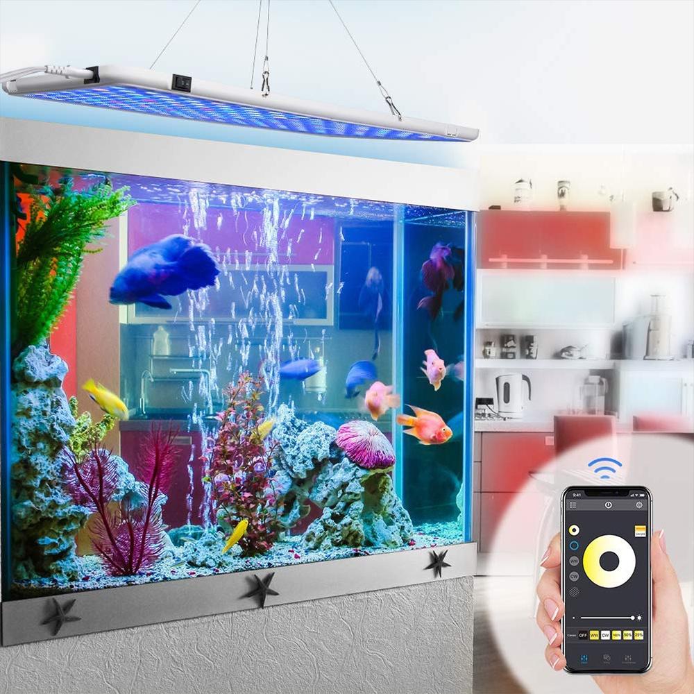 APP Control Coral Reef Aquarium Lamp Freshwater Water Museum Saltwater Lamp LED Marine Aquarium Light Full Spectrum Panel Light