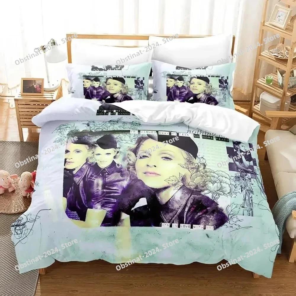 Parure de lit 3D imprimée Madonna sexy : housse de couette, taie d’oreiller, couette, tailles king et queen, pour garçon et adulte.