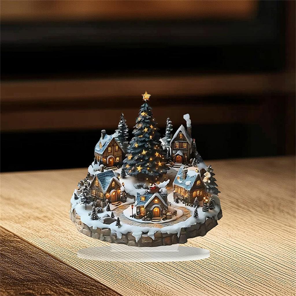 Christmas House Decoration Acrylic Forest Village Holiday Table Ornaments for Party