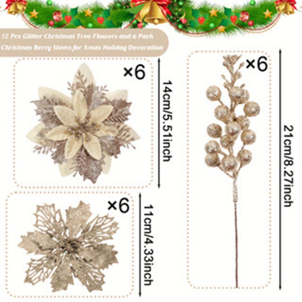 

A Set Three Floors Artificial Flowers Glitter Sequins Berry Bouquet Multiple Colors Available Sparkling Fake Flowers шампанского