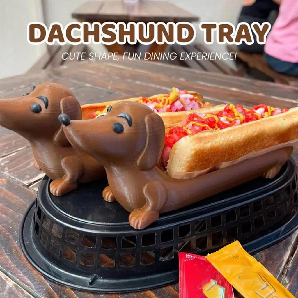 Premium-4X Puppy Shaped Serving Tray Dachshund Snack Holder Hot Dog Holder For Home Family Gatherings Parties