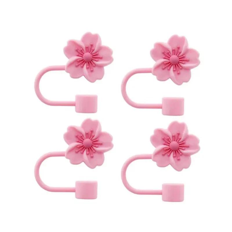 2/4pcs Straw Cover Cap for Stanley 10mm Reusable Straw Tips Lids Flowers Tip Covers Cup Accessories,Silicone Straw Topper