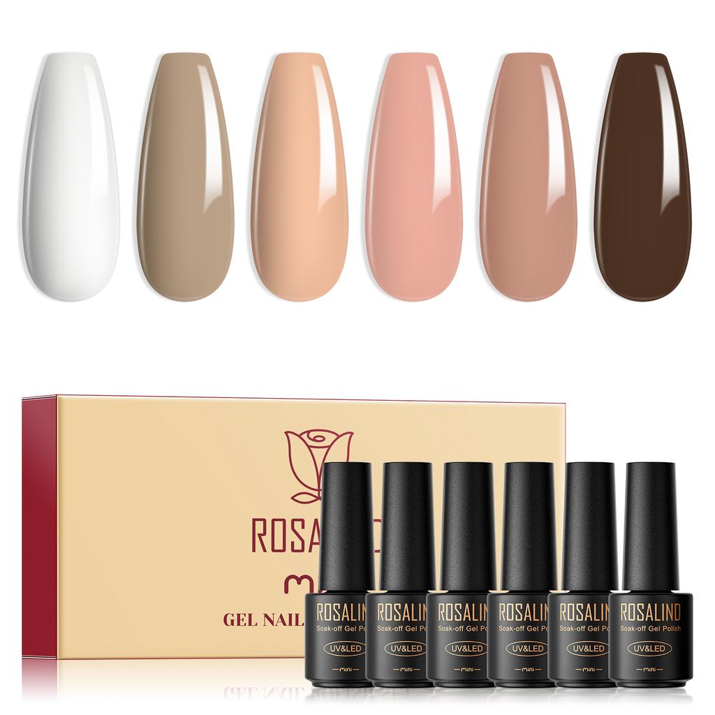 ROSALIND Gel Nail Polish Set 6pcs/Lot Nail Art Gel Polish Semi Permanent Gel Varnish Hybrid Soak Off UV Lamp Base Top Coat Gel Polish Kit