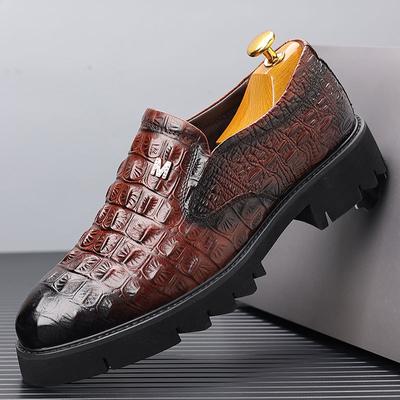 Ανδρικά παπούτσια φόρεμα από γνήσιο δέρμα σε βρετανικό στυλ Crocodile Design Παπούτσια φορέματος Slip On Luxury ανδρικά επίσημα loafers Επαγγελματικά παπούτσια φορέματος