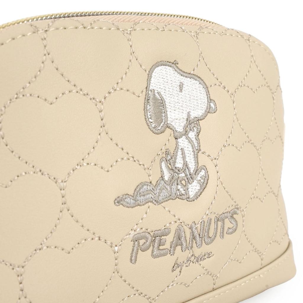 Snoopy Heart Quilted Series Shell-Shaped Pouch, Beige,