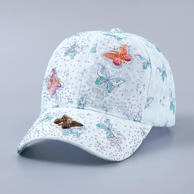 Lace Butterfly Dragonfly Rhinestone Baseball Cap - Spring/Summer Breathable Sun Protection, Curved Brim