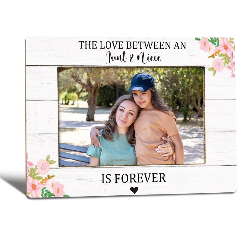 Aunt and Niece Picture Frame, Gifts for Aunts from Niece Nephew, Auntie Gifts Photo Frame 4x6, The Love Between An Aunt and Niece is Forever Wooden aunt niece