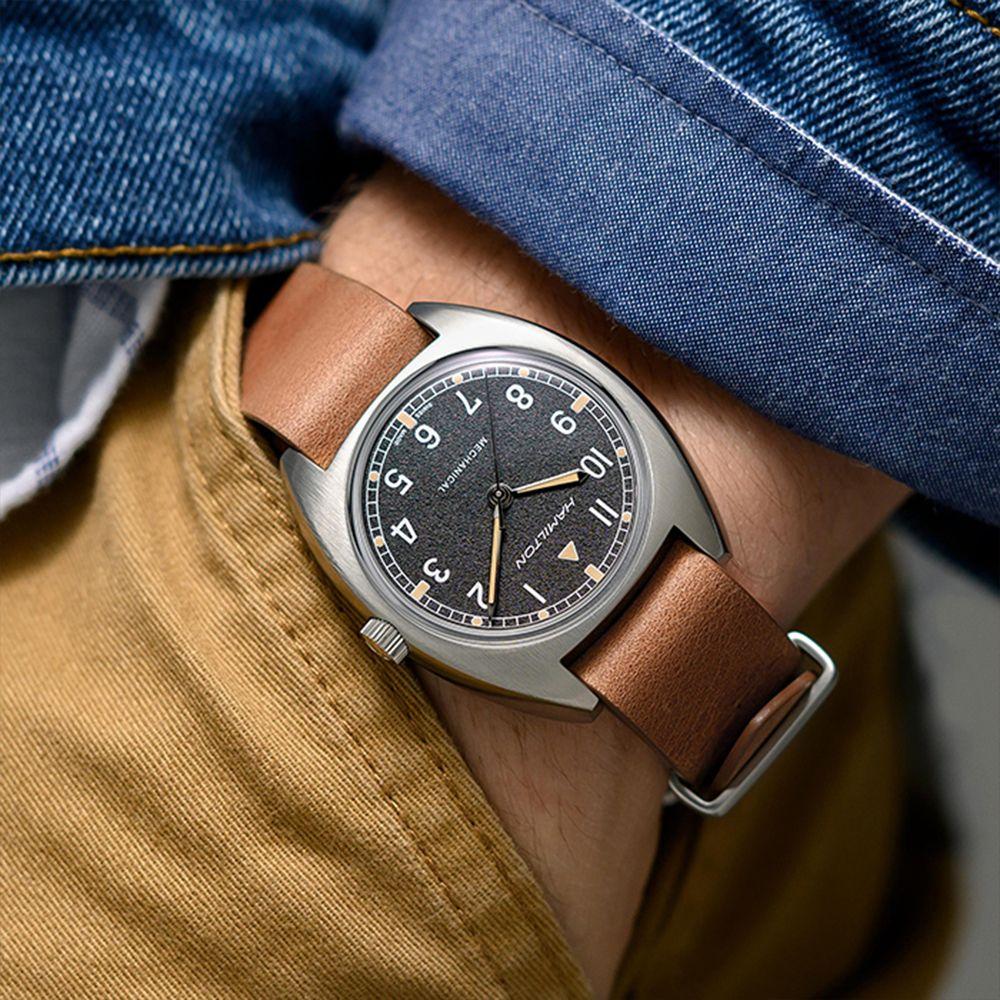 [Hamilton] H76419531 Khaki Pilot Pioneer Mechanical Brown Cowhide Men's Watch (W10 Reissue Watch)