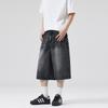 Sommer Amerikanische Blitzriss Denim Cropped Hose Herren Gerade Entspannte Passform Weiter Bein Kurze Hose
