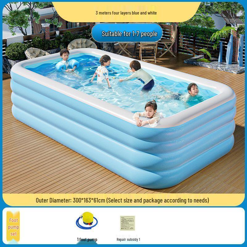 Extra Thick Inflatable Pool for Home Use - Super Large & Durable for Kids, Adults, Babies & Infants