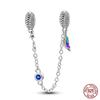 Real 925 Silver Stars & Moon Sunflower Safety Chains Spacer Beads Charms Fit Qikaola 925 Bracelets DIY Jewelry