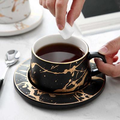 Klassischer Marmor-Kaffeetasse-Teller im nordischen Stil, zweiteiliges Set, große Frühstückstasse, Kaffeetasse, Keramik-Wassertasse, Milchtasse