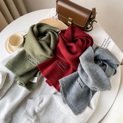 Wool Blended Knitted Small Scarf Autumn And Winter Korean Versatile Warm Scarf Shawl Ankara Red Scarf