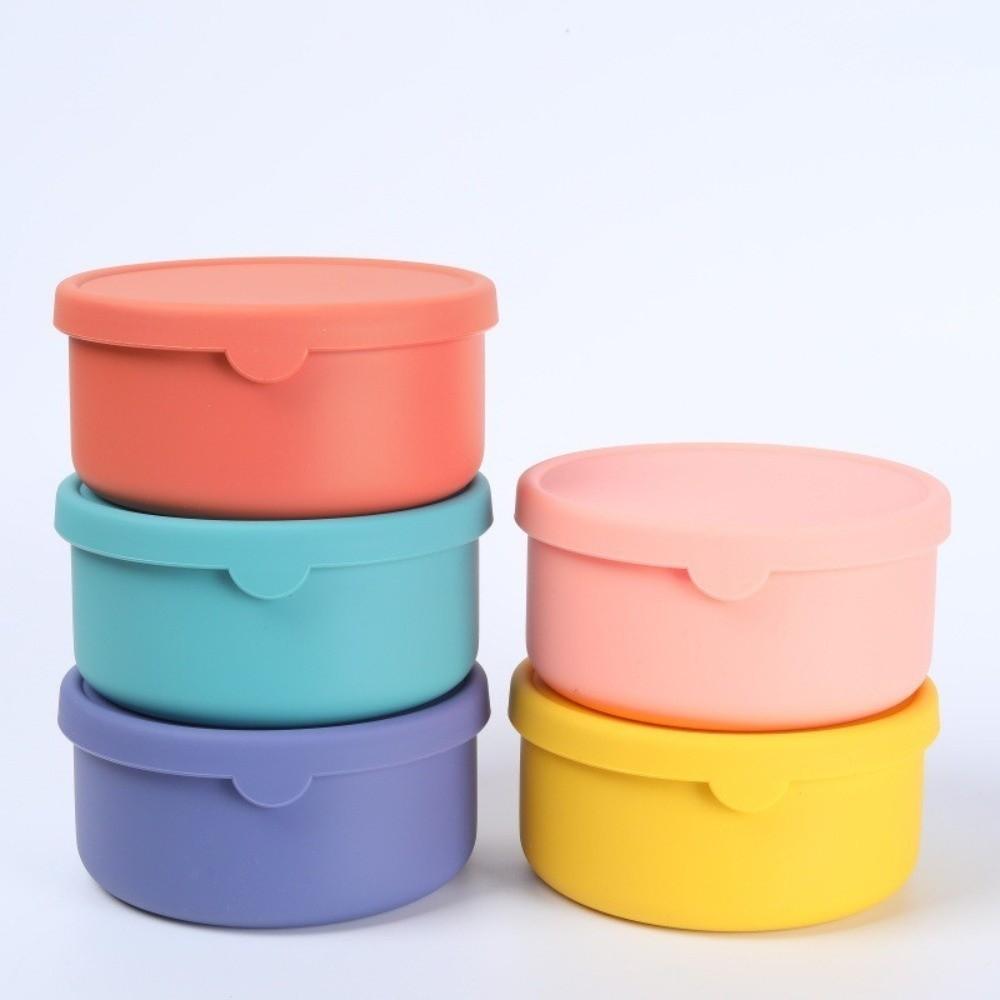 New Silicone Salad Dressing Box 250ml 700ml BPA Free Snack Container Leakproof Lids Non-stick Lunch Boxes For Children