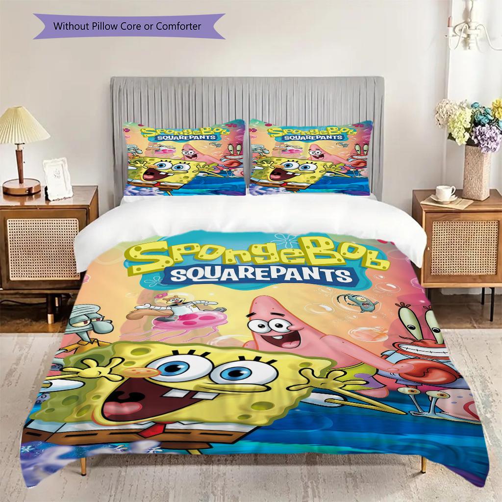 Spongebob Squarepants Movie Bedding 1 Duvet Cover 2 Pillowcase Without Core Soft And Comfortable Duvet Cover And Pillowcase Bedding Set