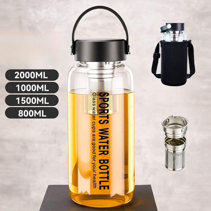 GIANXI Transparent Glass Cup With Lid Household And Kitchen Portable Coffee Cup 2000ML High-Capacity Filterate Water Bottle