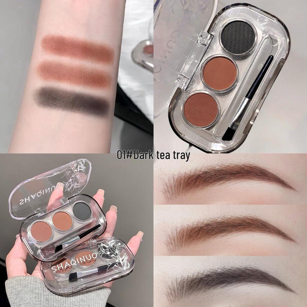 SHAQINUO Three-Color Eyebrow Powder: Soft Mist Eyebrow Makeup In Gray and Brown for Easy Application