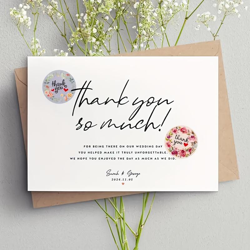 Floral Pattern Thank You Stickers, Self-Adhesive PVC Labels, Suitable for Gift Boxes, Envelopes, Meal Boxes, Takeout Containers, and Other Decorations