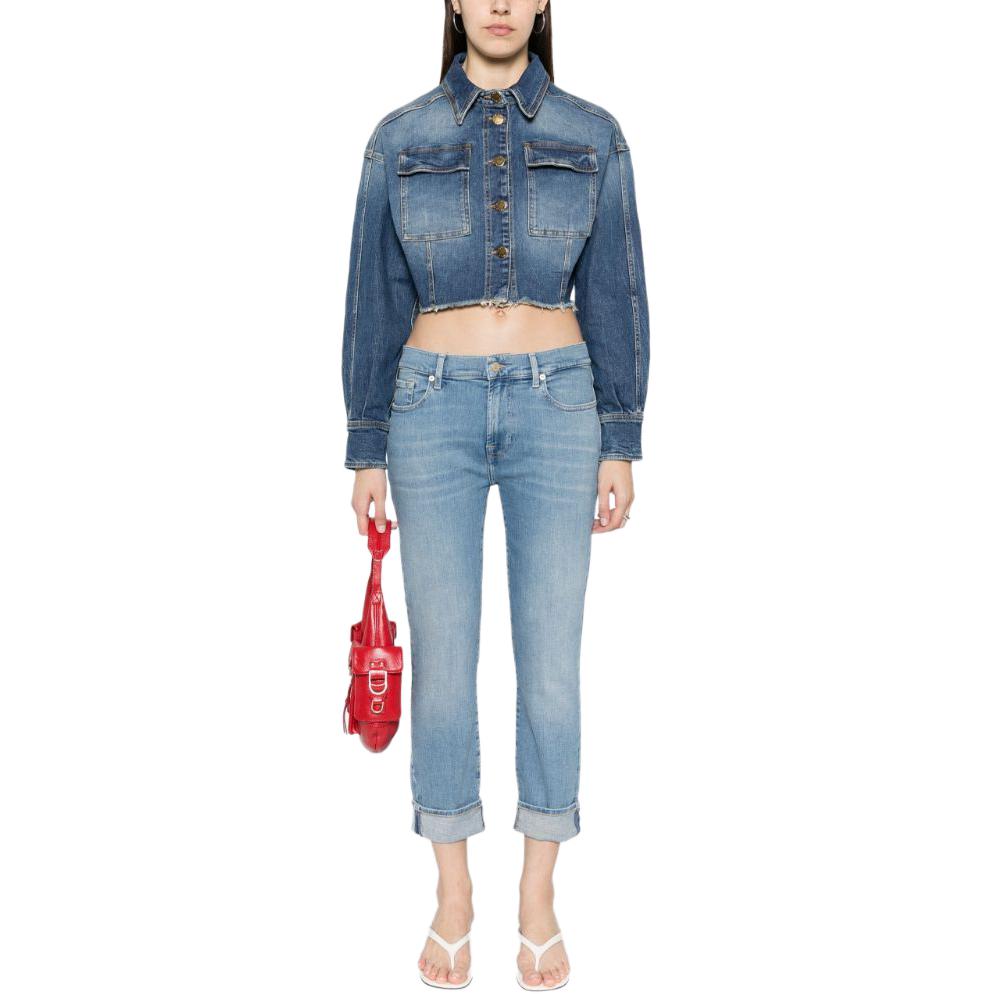 PINKO Spring Summer 2024 Commuter Casual Gradient Short Single-Breasted Pocket Denim Jacket Women jackets Blue 102944A1LQ-PJZ