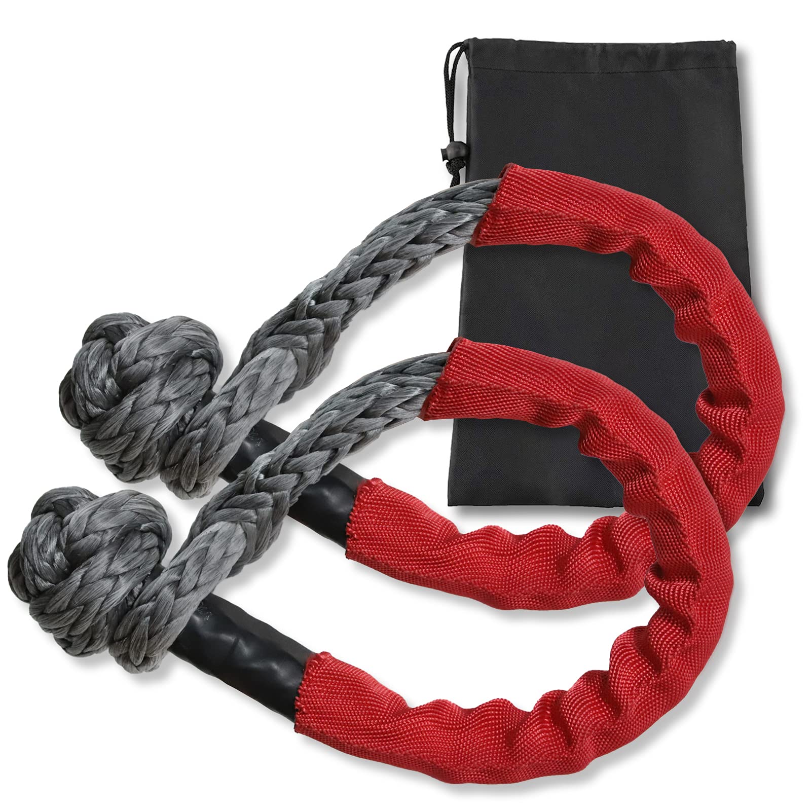 

Two Flexible Soft Shackles with Protective lbs Recovery Rope Strap for SUV Towing 1/2 Sleeves, 38,000 (Red)
