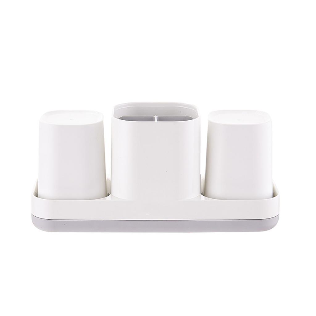 Toothbrush Holder, Toothpaste Storage Container, Bathroom with 3 Compartments, Storage Tray for Electric Toothbrushes and Dental Supplies