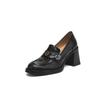 New Women's Leather Loafers Non-slip Thick-soled Mid-mouth Casual High-heeled Large-size Shoes Women Wear Sheepskin Single Shoes In All Seasons