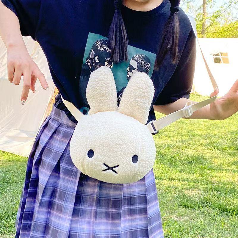 Cute Miffy Plush Backpack Girl Shoulder Crossbody Mobile Phone Storage Bag Children's Toy Home Decoration Gift