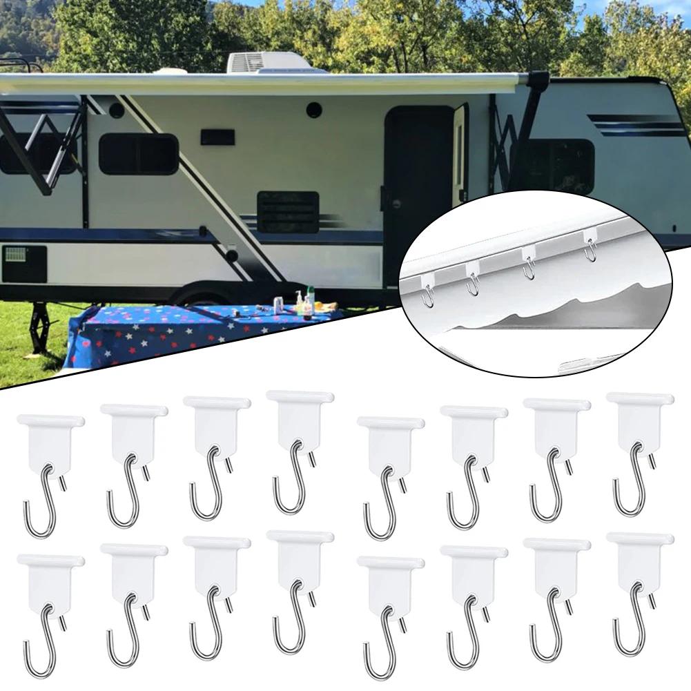 16 Buc Cârlige Markiză RV în Formă de S Cârlige pentru Bandă de Bordură Cârlige pentru Șină de Bordură de Camping Accesorii Universale pentru Rulotă Camper