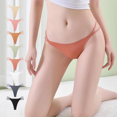 Seamless Ice Silk Low-Waist Breathable Thong for Women