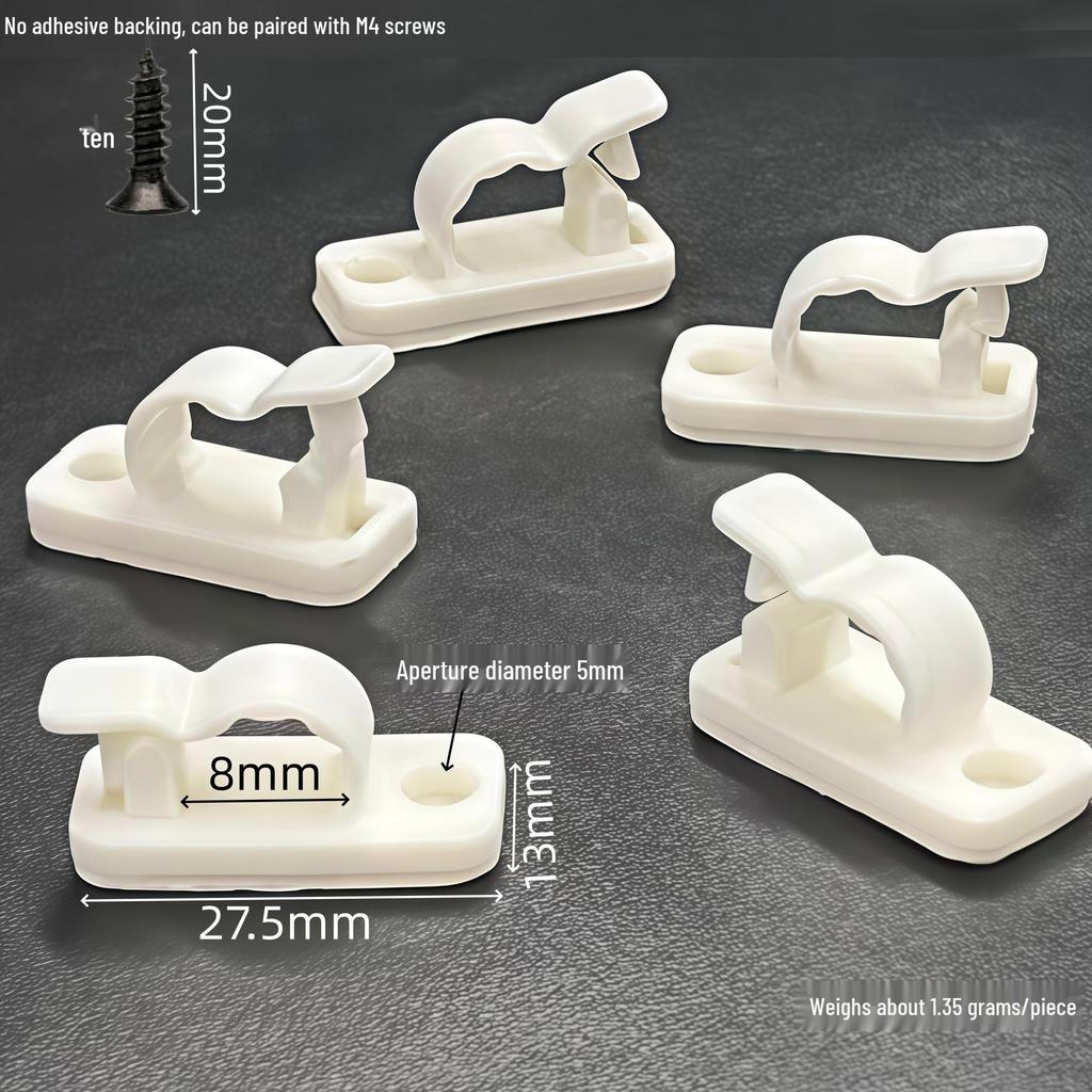 Adhesive Cable Management Clips - Nylon R-type Wire Holders