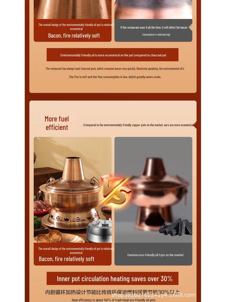 Old Beijing Eco-Friendly Stainless Steel Shabu-Shabu Hot Pot, Thickened Imitation Purple Copper, Commercial & Household Use