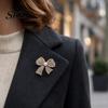 Electroplated Bow Accessory Brooch Pin, 3D Design with Imitation Pearl, Pin Strong Buckle Badge for Coats Shirts Bags Accessories Anti-oxidation