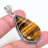 Natural Tiger Eye Gemstone Handmade 925 Sterling Silver Pendant 2.05" AP-15023