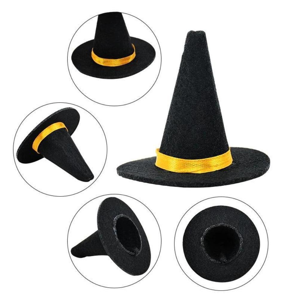 10pcs Wine Bottle Decor Mini Felt Witch Hats 4 Color Party Decoration Halloween Witch Hats Props DIY Wine Bottle Witch Hats