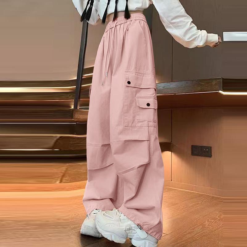 ZANZEA Women Elastic Waist Loose Casual Long Cargo Pants